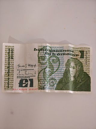 Billete 1 libra irlandesa 1989