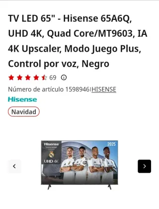 TV LED Hisense 65 4K UHD