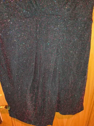 Vestido fiesta Mango negro con brillos