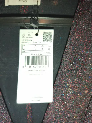 Vestido fiesta Mango negro con brillos