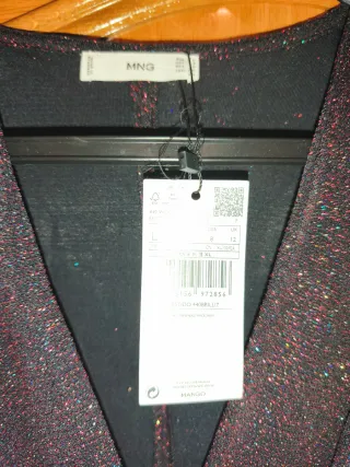 Vestido fiesta Mango negro con brillos