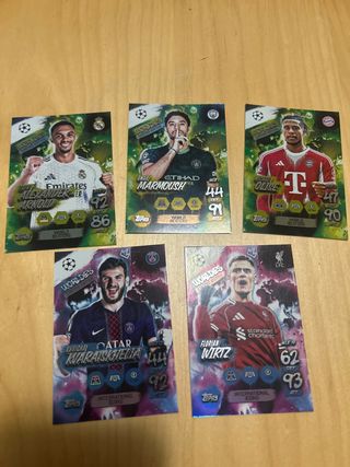 Lote 5 cartas fútbol edición limitada