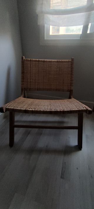 Sedia in legno e rattan naturale