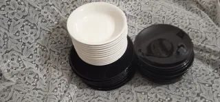 Servizio Piatti Ceramica Bianco/Nero Scheggiati