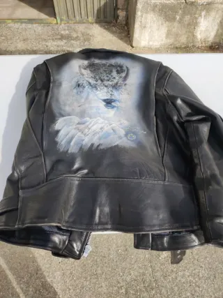 Chaqueta de cuero XL pintada