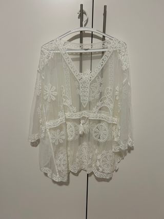 Blusa Etam blanca encaje