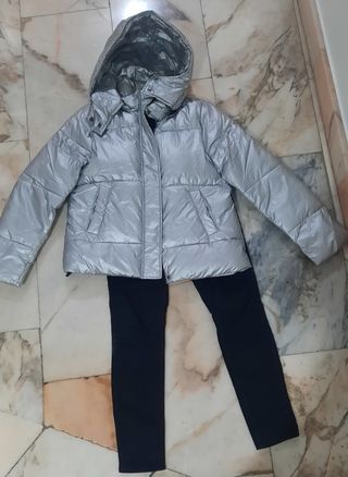 Abrigo acolchado metalizado talla S