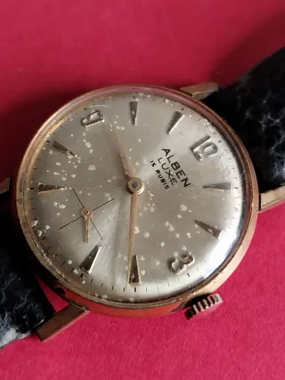 Reloj Alben Luxe chapado oro 15 rubíes 50'