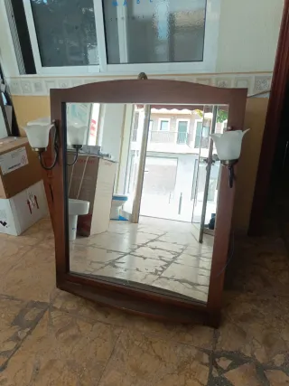 Mueble de baño madera y mármol