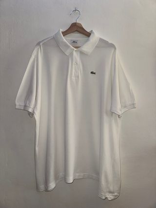 Lacoste Polo White Embroidered XXL Vintage