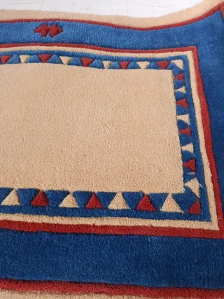 Alfombra Nepal Lana Beige y Azul