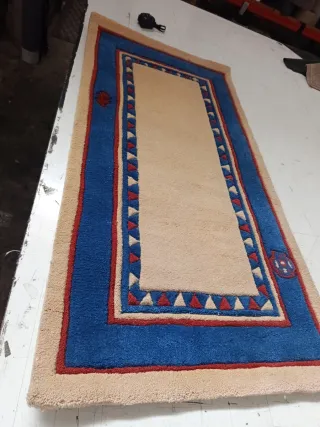 Alfombra Nepal Lana Beige y Azul