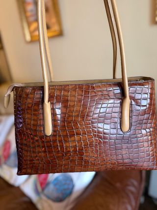 Bolso Ingra Piel Cocodrilo Marrón