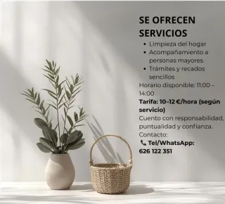 Limpieza a domicilio y cuidado de personas mayores