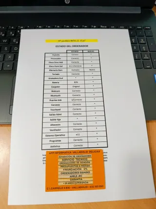 Portátil HP Intel Core i3 8GB RAM 250GB SSD