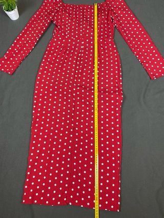 Vestido Midi Rojo Lunares Blancos Talla L