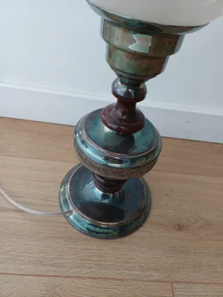 Lámpara de mesa metal y cristal vintage