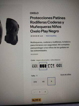 Set Protectores Oxelo Talla S