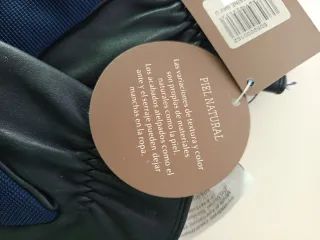 Guantes Dayaday Piel y Tejido Azul Marino