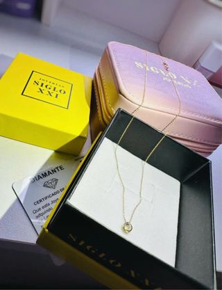 Gargantilla Oro 9k Chatón Brillante Evie Siglo XXI