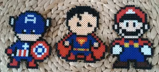 Figuras Hama Beads Superhéroes y Mario Bros