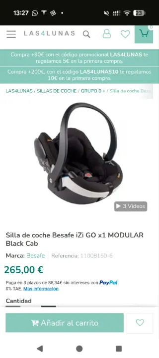 Silla coche BeSafe iZi Go Modular Grupo 0+