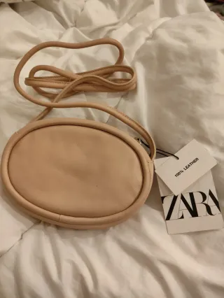 Bolso Zara Piel Beige-rosa claro, Fiesta Nuevo