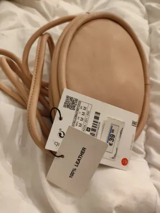 Bolso Zara Piel Beige-rosa claro, Fiesta Nuevo