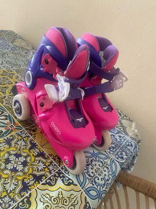 Patines de fila niña,coderas y rodilleras