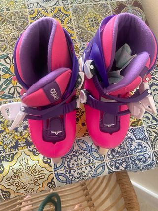 Patines de fila niña,coderas y rodilleras