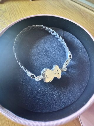 Pulsera Tous Oso Plata y Piel