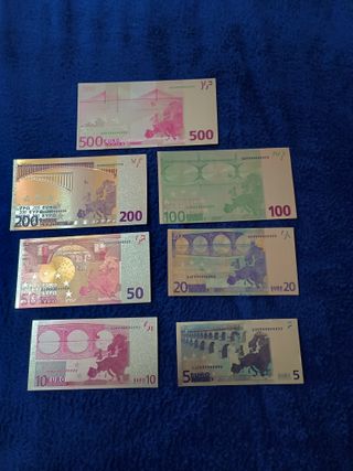 EURO SERIE 7 Pz LAMINA D'ORO COLORATA