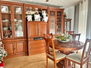 Comedor completo madera y cristal