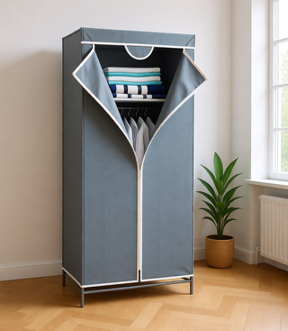 Armadio guardaroba tessuto e metallo