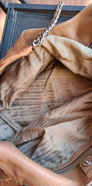 Borsa Prada cammello pelle catena