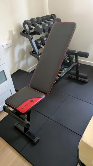 Rack Mancuernas +Pesas 8 a 20kg +banco Musculacion