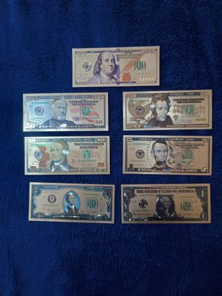 DOLLARI SERIE 7 PZ LAMINA D'ORO COLORATI(1)