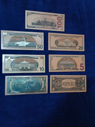 DOLLARI SERIE 7 PZ LAMINA D'ORO COLORATI(1)