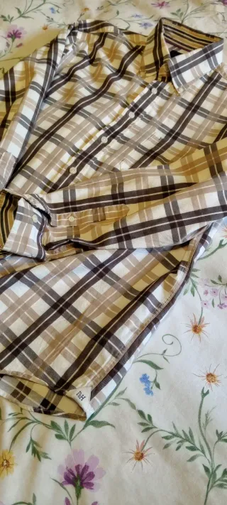 Camisa Pedro del Hierro cuadros beige y marrón