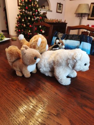 vari peluche Trudi husky, scoiattolo, gatto, orso