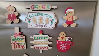 Lote 12 tablitas con Imanes navideñas  Decorativas