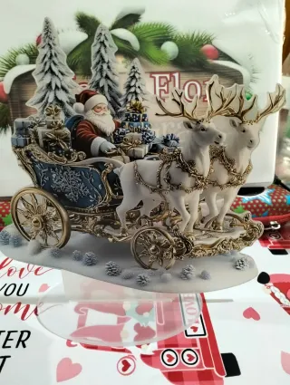 Adorno de trineo de Papá Noel con renos