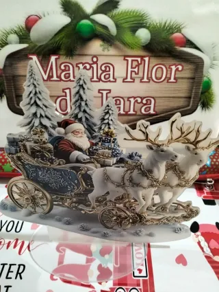 Adorno de trineo de Papá Noel con renos