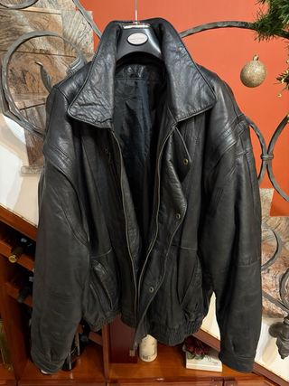 Giubbino Biker Vera Pelle Vintage Uomo Nero