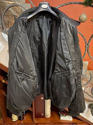Giubbino Biker Vera Pelle Vintage Uomo Nero