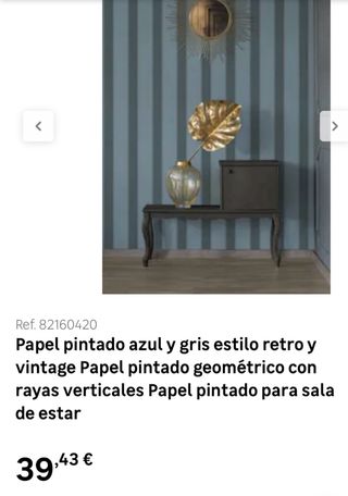 Papel pintado rayas azul y gris