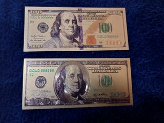 2 X 100 DOLLARI B. FRANKLIN LAMINA D'ORO