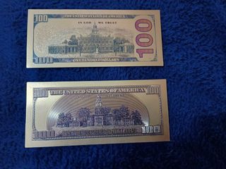 2 X 100 DOLLARI B. FRANKLIN LAMINA D'ORO