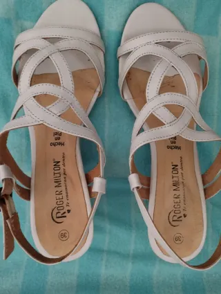 Sandalias Roger Milton Blancas Talla 39