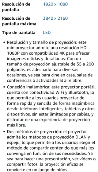 Proyector WiFi Bluetooth 1080P FHD Nuevo